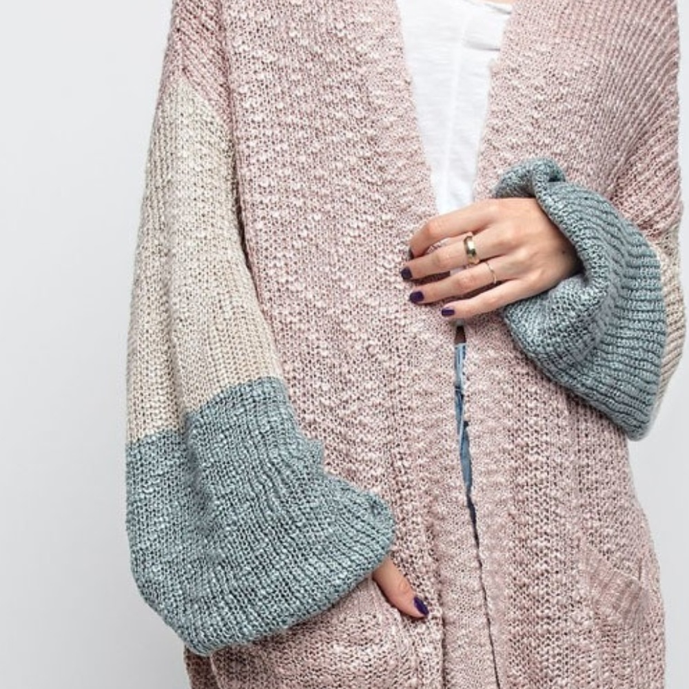 ❄️LAST2️⃣//MAUVE COLOR BLOCK CARDIGAN - Picture 7 of 9